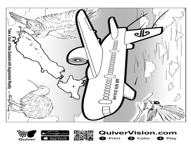 3d kleurplaat vliegtuig quiver