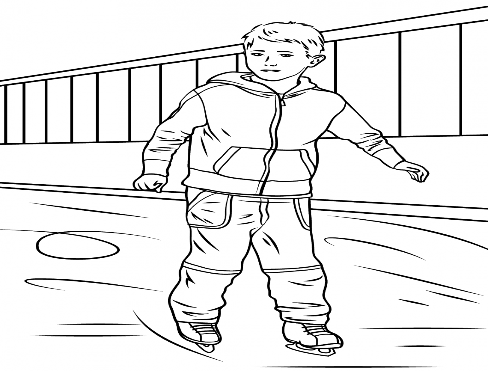 Jongen op de schaatsbaan