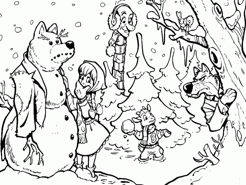 Kleurplaat winterefteling