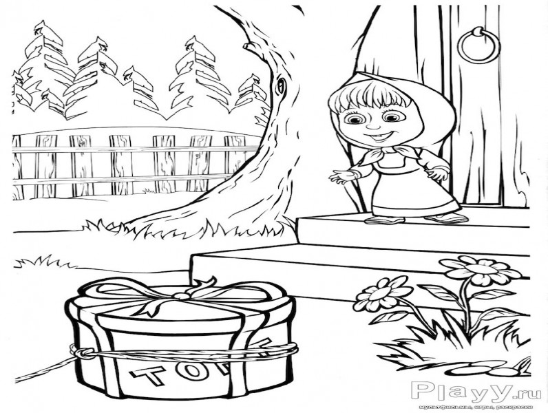 Masha en de beer kleurplaat 12