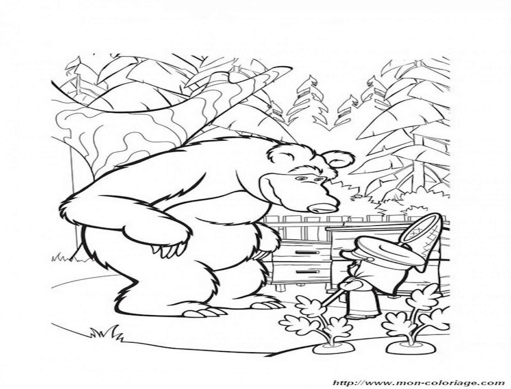 Masha en de beer kleurplaat 8