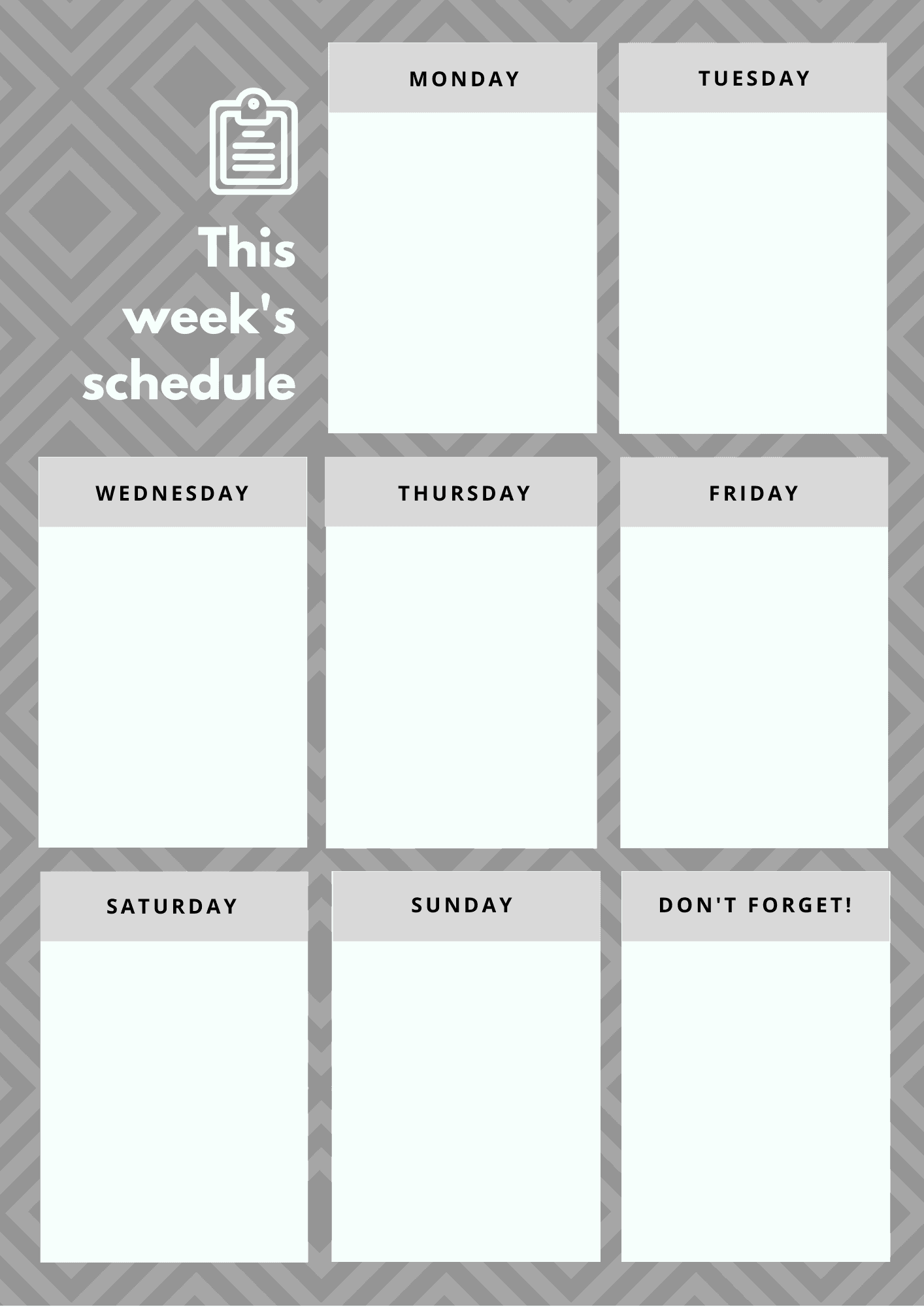 This weeks schedule planner en
